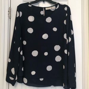 Navy Polka Dot Blouse